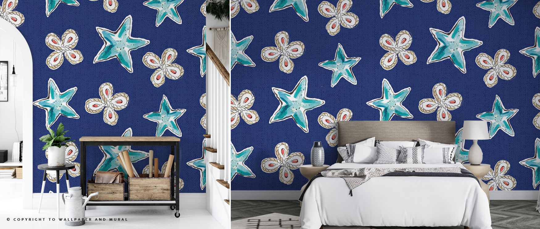 Blue tones carry the Maritime Stars Blue on Blue Wallpaper into refined artistry, where constellations create balance and serenity. This design blends sophistication with imagination, offering atmosphere that enriches interiors with calm elegance, timeles