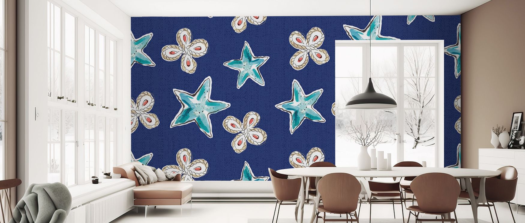 Subtle serenity is expressed in the Maritime Stars Blue on Blue Wallpaper, where constellations arrange across tonal layers. Its design adds balance and refinement, offering timeless artistry that enhances atmosphere. The flowing composition creates rhyth