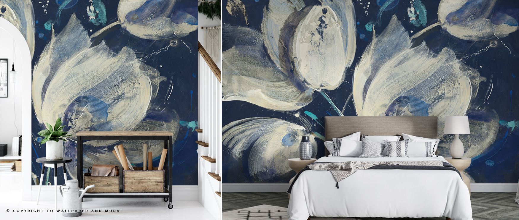 Nature-inspired rhythm flows in the Midnight Garden Bright Wallpaper, where vivid colors shimmer across blossoms. The interplay of deep and bright hues enriches walls with creative atmosphere, offering interiors refined balance and floral sophistication. 