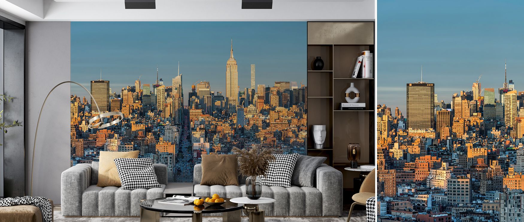Evening serenity is conveyed by the Midtown Sunset Wallpaper, where subtle gradients enrich walls. The composition provides atmosphere of warmth and refined elegance, offering interiors timeless sophistication through radiant design. 