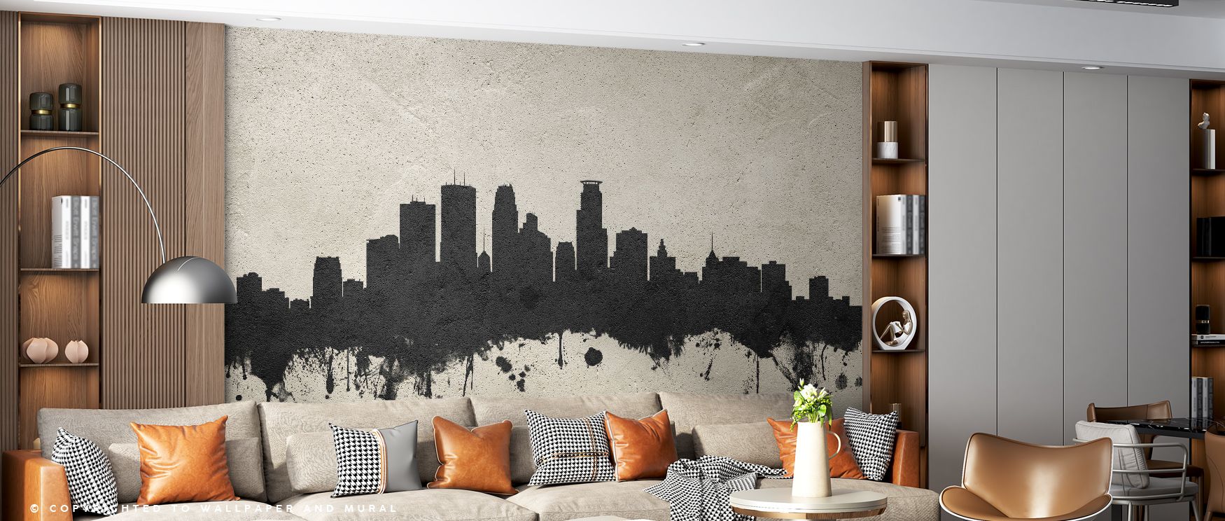 Decorative strength defines the Minneapolis Minnesota Skyline Concrete Wallpaper, where concrete tones enrich architectural silhouettes. Interiors gain atmosphere of balance and refinement, offering sophistication through modern urban design that reflects