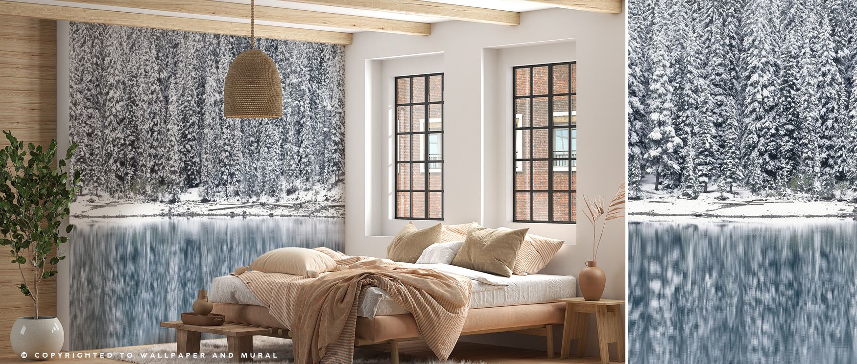 Blue hues mingle with natural tones across the mural, forming a landscape of reflection and calm. The Moraine Lake Wallpaper conveys peace through balanced color transitions, offering interiors timeless retreat. Bedrooms, offices, or living spaces absorb 