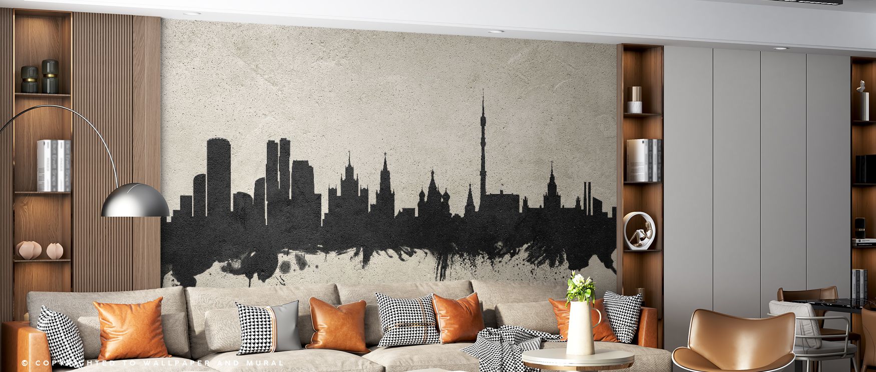 Across the mural, clean architectural forms find balance within textured tones. The Moscow Russia Skyline Concrete Wallpaper introduces a horizon that feels resilient yet sophisticated. Neutral colors adapt easily, making it suitable for bedrooms, living 