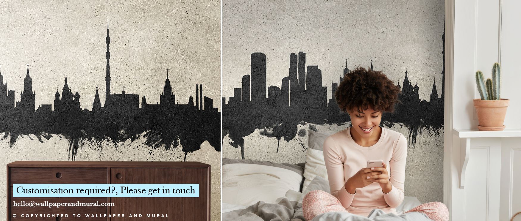 Architectural identity emerges clearly through the skyline. The Moscow Russia Skyline Concrete Wallpaper transforms city structures into minimal tones of strength. Its palette radiates resilience while maintaining calm sophistication. Interiors such as be