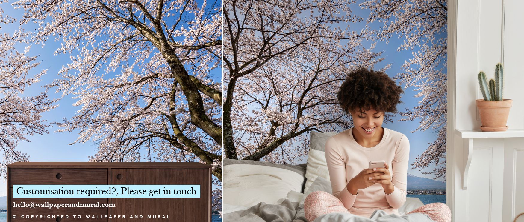 Blossoms add seasonal charm across the mural, merging with the strength of Mount Fuji. The Mount Fuji in Spring Wallpaper communicates harmony between grandeur and delicacy. Its palette enriches interiors with cultural refinement, perfect for bedrooms, li