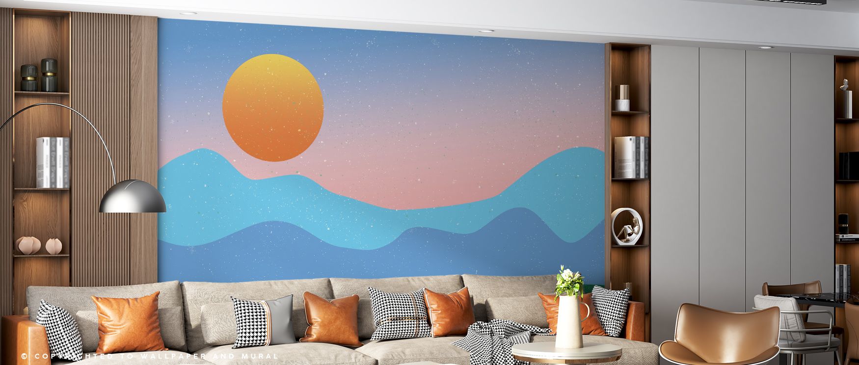 Gentle tones flow across the mural, forming harmony between mountain and sky. The Mountain Top Wallpaper presents atmosphere of serenity while emphasizing grandeur. Bedrooms, living rooms, or offices gain grounding strength from its imagery, transforming 