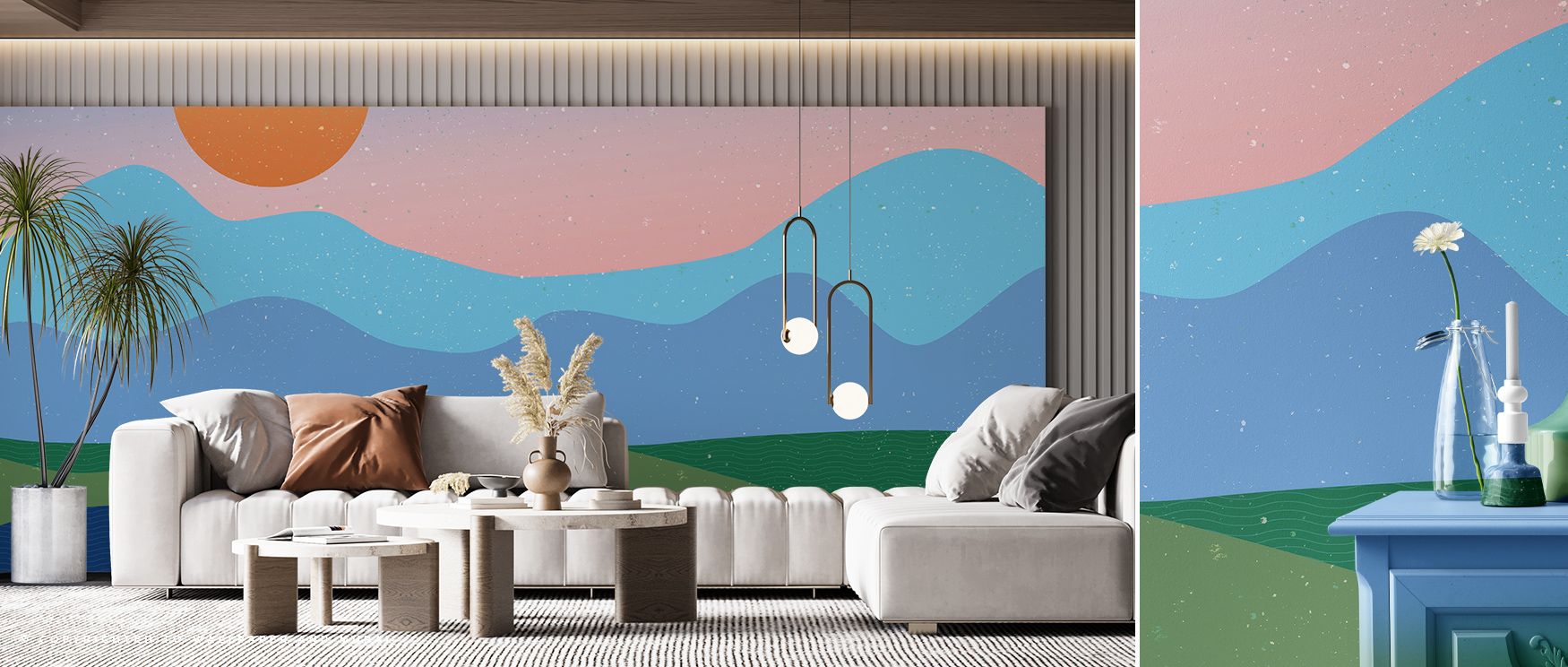 Mountain ridges extend across the mural with soft rhythm, creating depth and balance. The Mountain Top Wallpaper brings grandeur into interiors while maintaining subtlety. Its tones provide versatility, enhancing bedrooms, living rooms, or lounges with ca