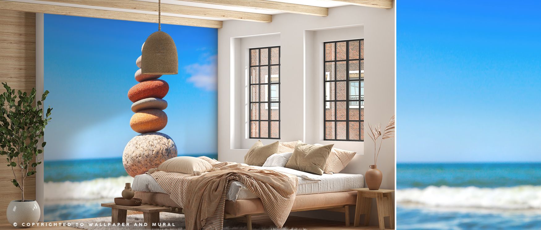 Rounded contours introduce flow to the mural. The Multicolored Pebble Tower Wallpaper captures creativity through vibrant tones, turning interiors into reflections of playful artistry. Its balanced composition suits bedrooms, lounges, or living areas, add