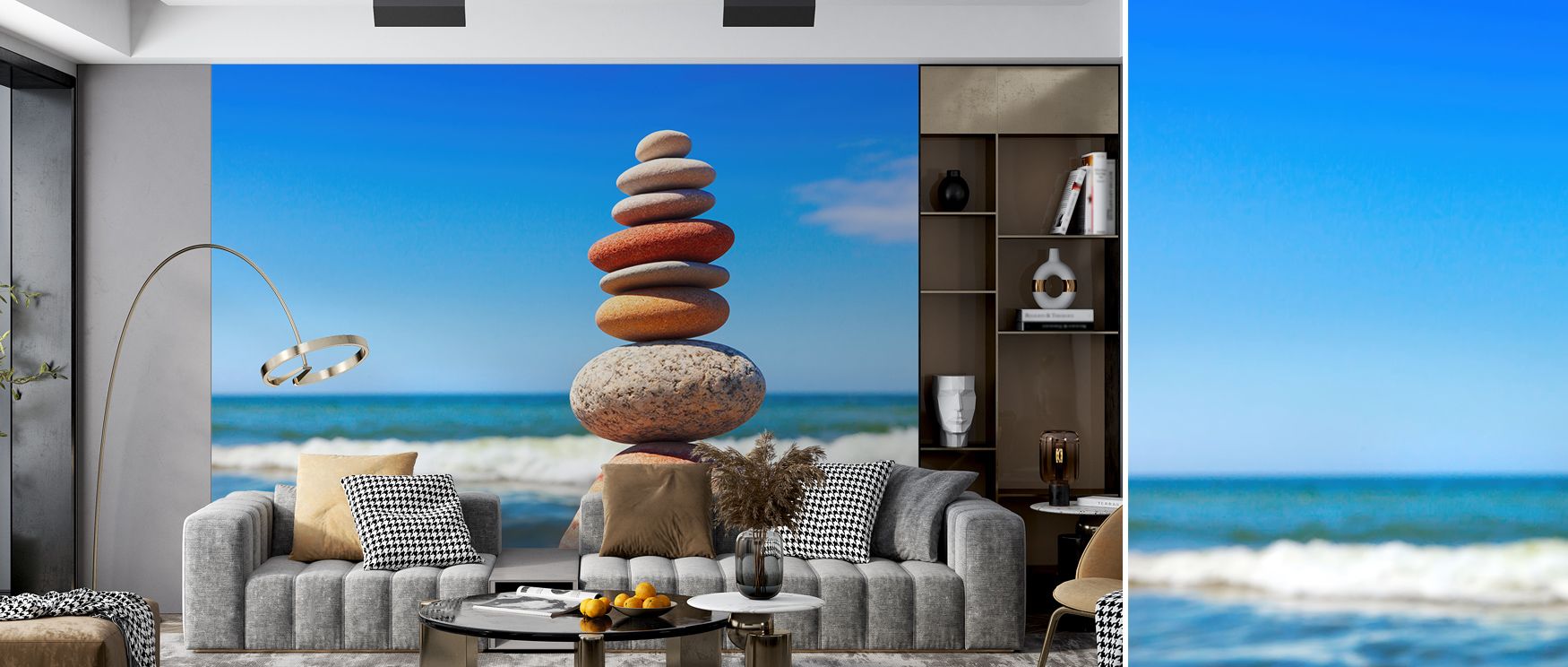 Vibrant tones radiate across the mural, highlighting contrasts in each pebble. The Multicolored Pebble Tower Wallpaper conveys lively sophistication, adding character to bedrooms, offices, or lounges. Its imagery balances structure with playfulness, groun