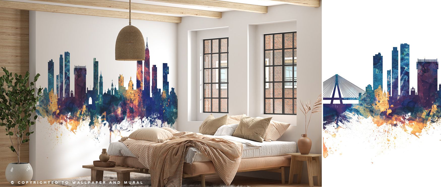 Across the mural, structures emerge with clarity against tonal contrast. The Mumbai Skyline India Bombay Blue & Bronze Wallpaper reflects urban identity with balance and grace. Bedrooms, lounges, or offices benefit from its presence, gaining cultural soph