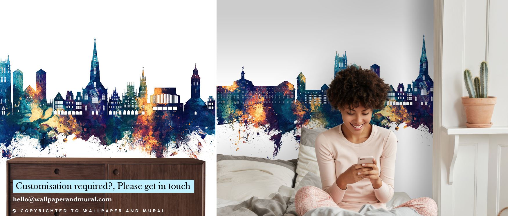 Deep colors frame the skyline in strength and subtlety. The Münster Germany Skyline Blue & Bronze Wallpaper blends cultural identity with modern artistry. Bedrooms, living rooms, or offices adapt naturally to its imagery, gaining atmosphere of calm resili