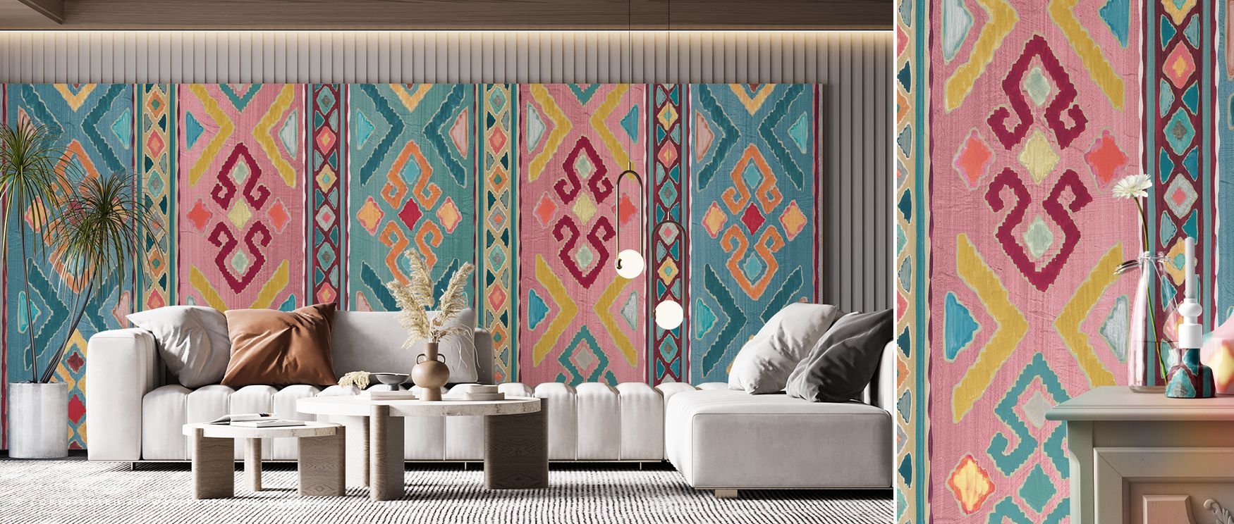 Sophistication appears through the detailing of layered forms across the mural. The My Bohemian Life Draped Wallpaper conveys artistic elegance with subtle rhythm. Bedrooms, lounges, or offices benefit from its imagery, gaining creative presence. The mura