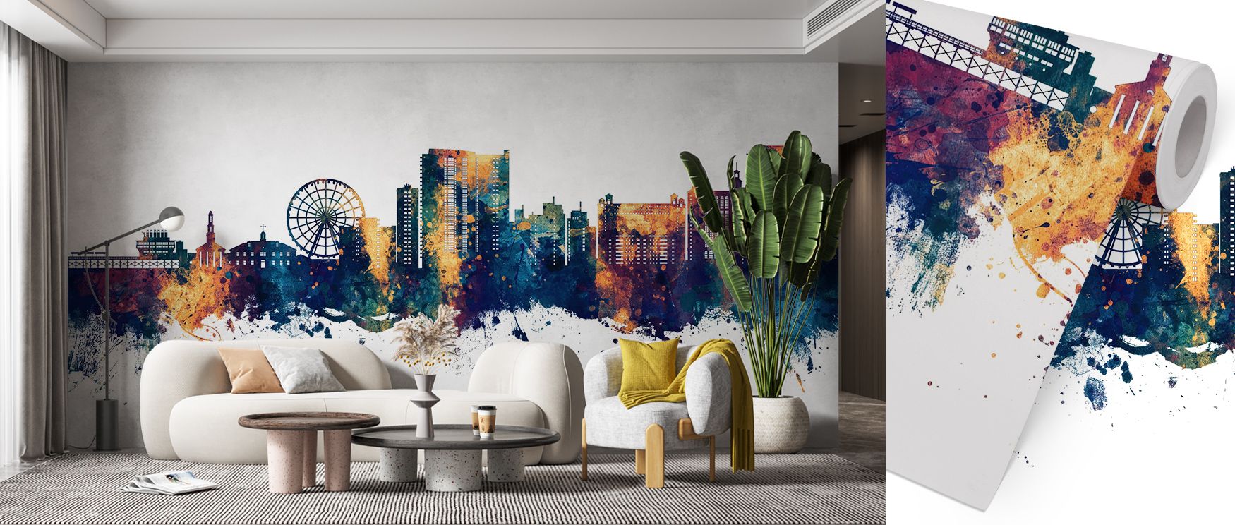 Balanced composition emerges through blue depth and bronze warmth. The Myrtle Beach South Carolina Skyline Blue & Bronze Wallpaper conveys metropolitan charm through cultural elegance. Bedrooms, lounges, or offices adapt naturally to its imagery, gaining 