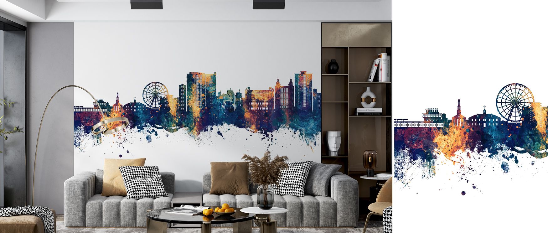 Refined tones across the mural highlight silhouettes with clarity. The Myrtle Beach South Carolina Skyline Blue & Bronze Wallpaper captures urban presence softened by coastal palette. Bedrooms, offices, or lounges gain grounding calm under its imagery. It