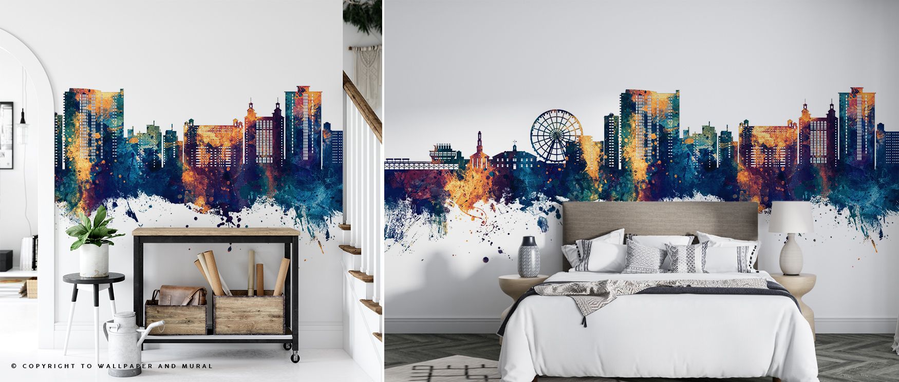 Shadows extend rhythm across the skyline, enriching the mural with cultural identity. The Myrtle Beach South Carolina Skyline Blue & Bronze Wallpaper conveys metropolitan refinement with elegance. Bedrooms, living rooms, or offices resonate with its palet
