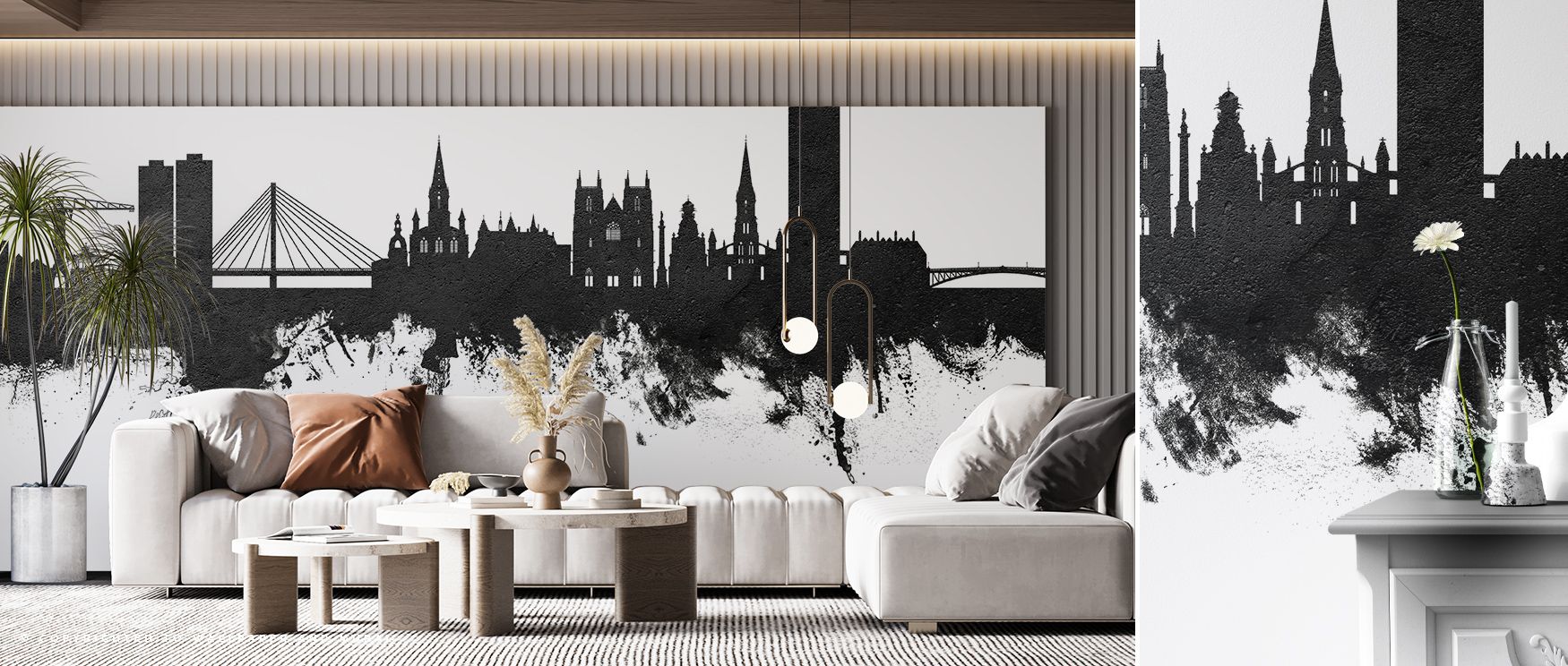 Elegance emerges from the clarity of silhouettes in monochrome. The Nantes France Skyline Black & White Wallpaper transforms bedrooms, offices, or living spaces with subtle artistry. Its palette enhances rhythm, enriching interiors with cultural sophistic