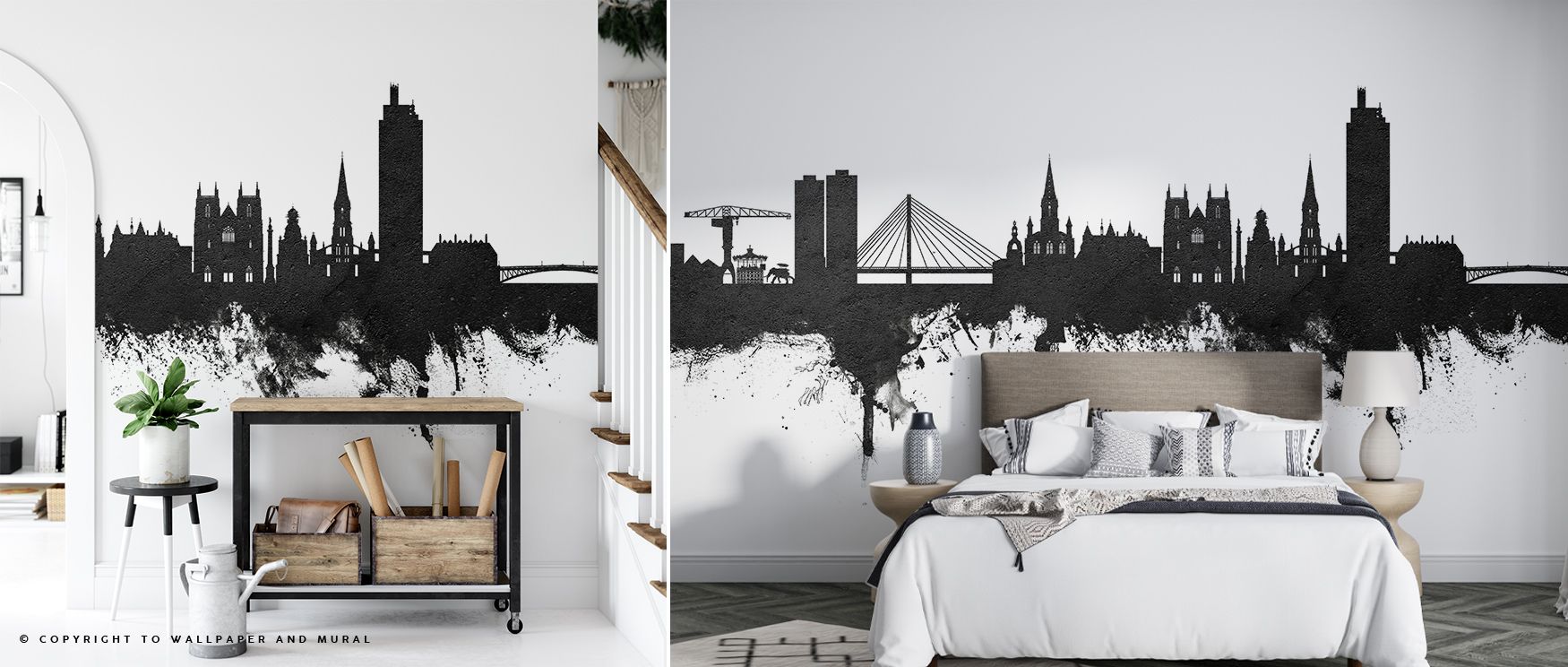 Architectural rhythm emerges across monochrome tones. The Nantes France Skyline Black & White Wallpaper emphasizes strength paired with refinement. Bedrooms, offices, or communal spaces adapt easily to its imagery, gaining sophistication. Its palette enri