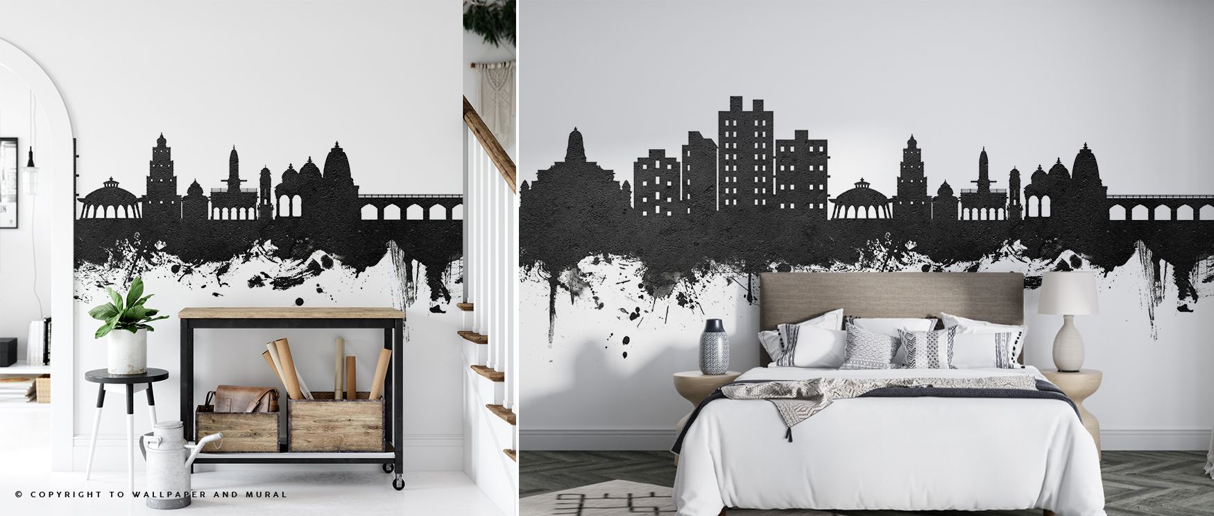 Shadows highlight rhythm across the skyline, enriching silhouettes with strength. The Nashik India Skyline Black & White Wallpaper offers cultural charm and sophistication. Bedrooms, offices, or communal areas benefit from its imagery, gaining calm atmosp