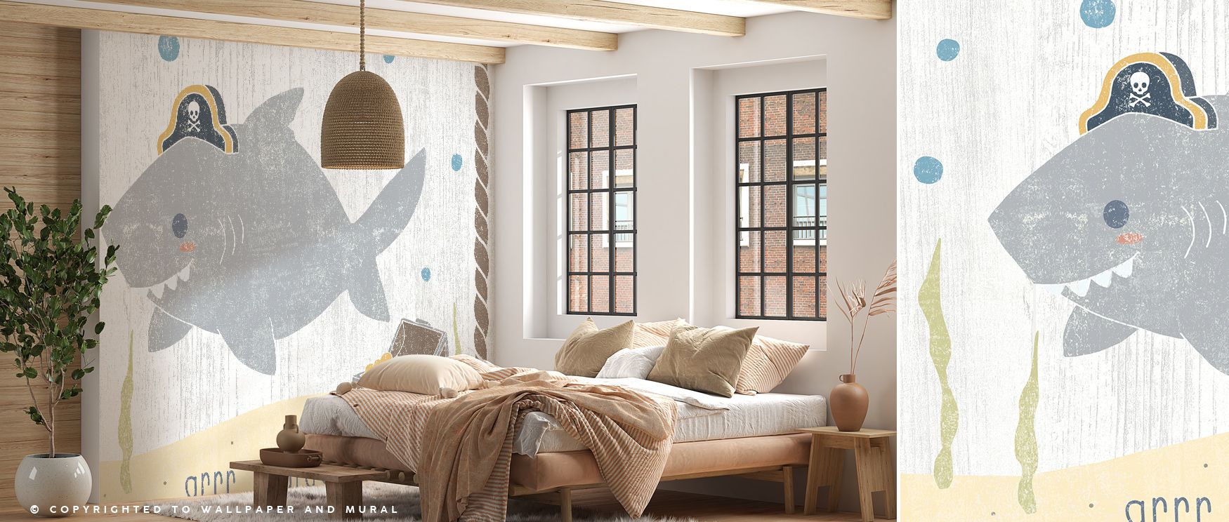 A playful rhythm emerges as sharks glide across soft backgrounds. The Nautical Friends Sharky Wallpaper introduces balance between vibrancy and serenity. Bedrooms, nurseries, or lounges adapt easily to its palette, gaining atmosphere of cheerfulness. The 