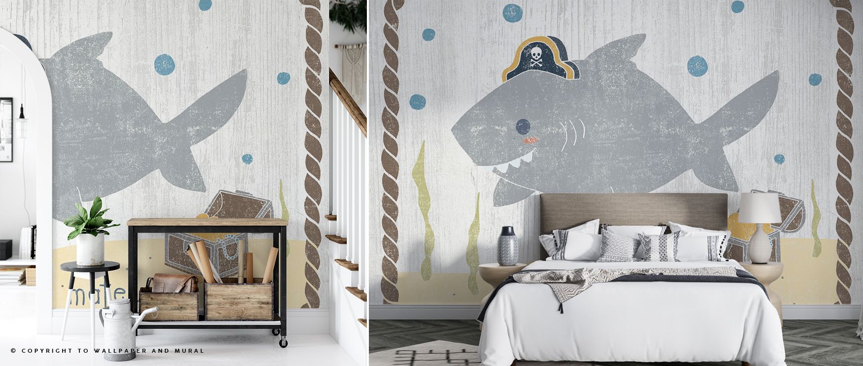 Each shark illustration adds personality to the mural, producing imagery of playful vibrancy. The Nautical Friends Sharky Wallpaper enriches interiors with charm, making bedrooms, nurseries, or playrooms thrive with energy. Its palette balances creativity