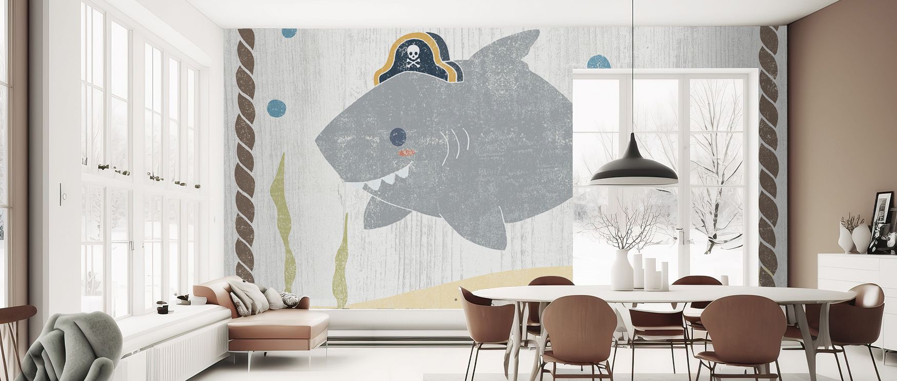 Lighthearted tones soften vibrant details, creating atmosphere of calm fun. The Nautical Friends Sharky Wallpaper conveys balance between cheer and refinement. Bedrooms, nurseries, or playrooms benefit from its imagery, gaining playful rhythm. The mural e