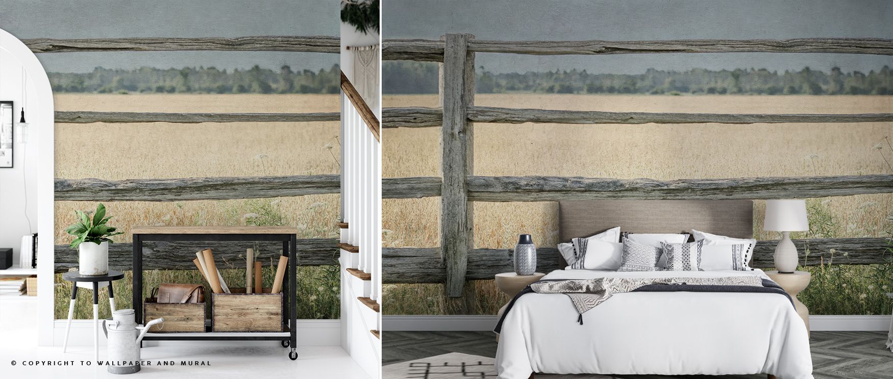 Hues of beige and gray unify the mural, producing rhythm that grounds interiors. The Neutral Country I Wallpaper conveys countryside elegance, suiting bedrooms, offices, or living spaces. Its imagery offers rustic sophistication, turning walls into serene