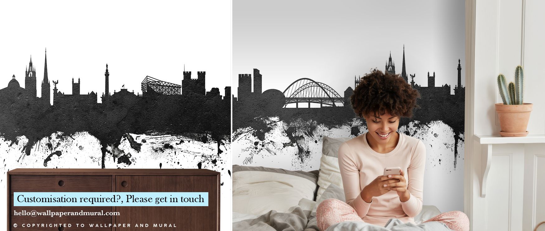 Urban sophistication flows from Newcastle England Skyline Black & White Wallpaper, surrounding interiors with depth and refinement. Its design captures iconic landmarks, elevating bedrooms and living rooms with timeless architectural charm and cultural ch