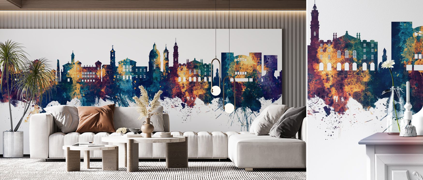 Architectural brilliance is revealed in Nice France Skyline Blue & Bronze Wallpaper through striking tones of bronze and blue. Interiors gain refinement and depth, with bedrooms and living rooms transformed into elegant settings that reflect urban pride. 