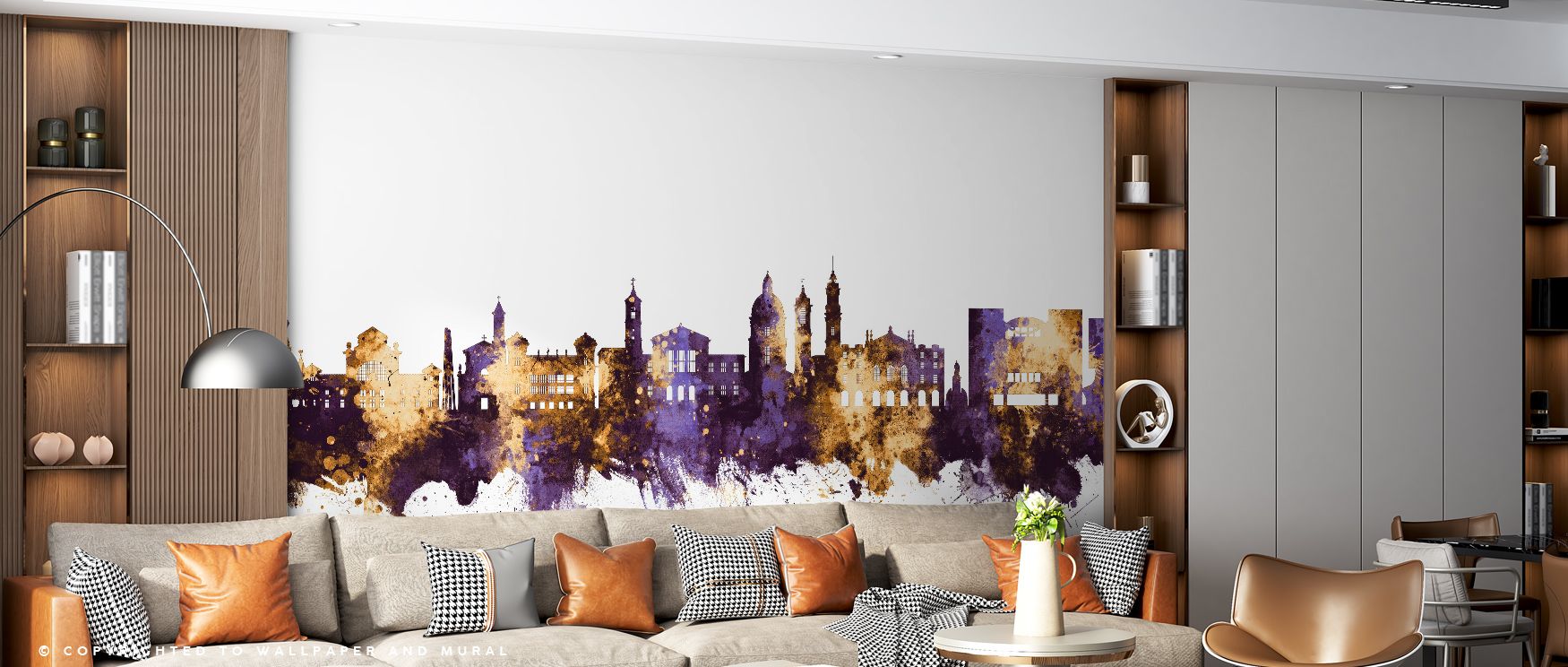 Timeless artistry emerges in Nice France Skyline Purple & Gold Wallpaper, with architectural landmarks glowing in regal tones. Bedrooms and living rooms are elevated with cultural pride, elegance, and refinement. The palette of purple and gold enhances dé