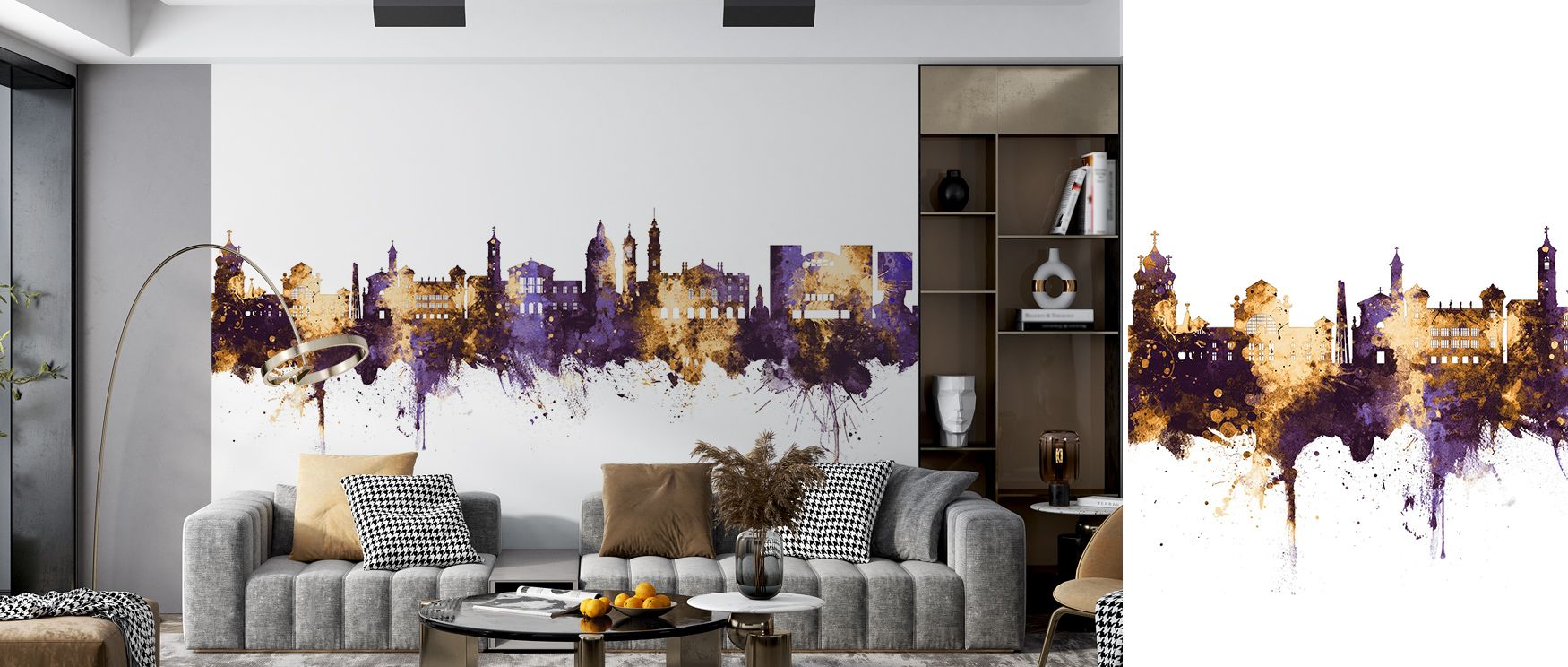 Distinctive refinement is evident in Nice France Skyline Purple & Gold Wallpaper, with radiant tones enriching interiors. Bedrooms and living rooms gain regal charm, cultural pride, and sophisticated artistry. The palette enhances spaces with grandeur, en