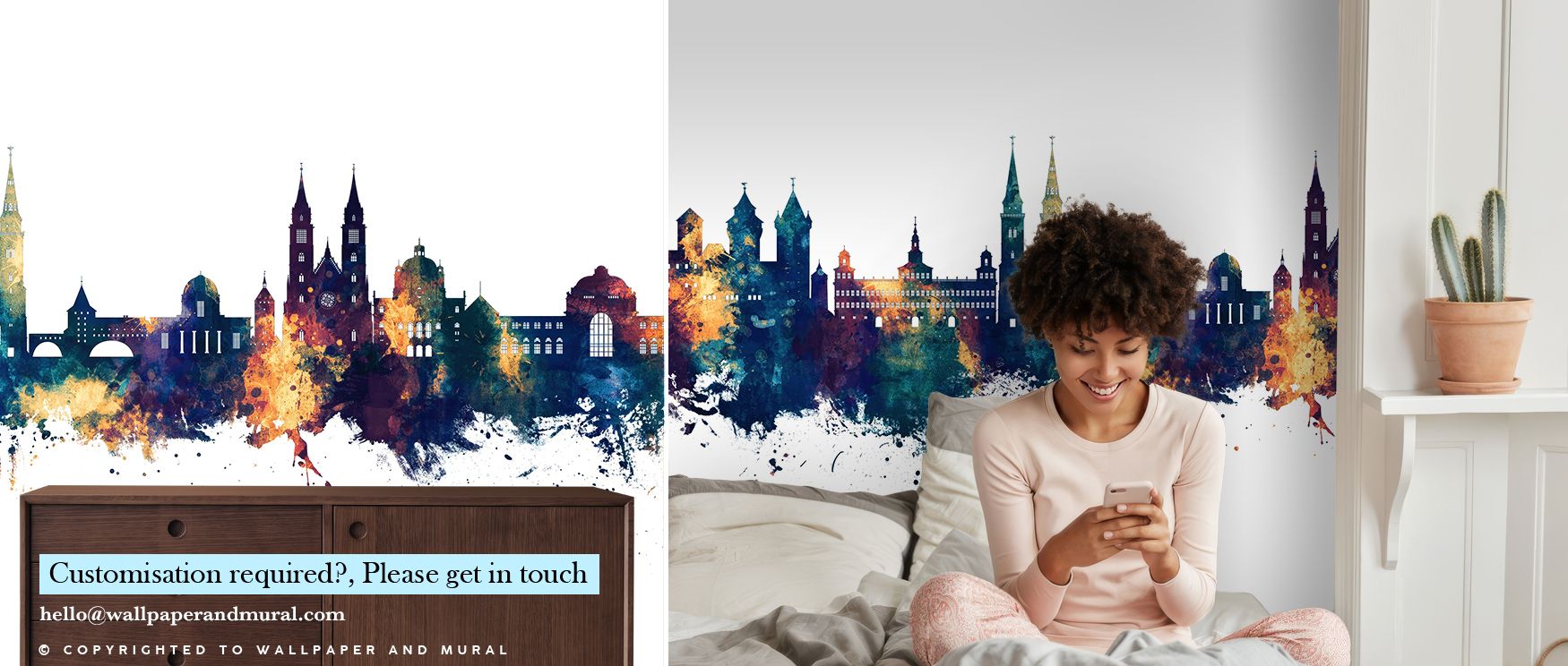 Architectural brilliance thrives in Nuremberg Germany Skyline Blue & Bronze Wallpaper, presenting the city’s skyline in dramatic contrasts. Bedrooms and living rooms gain cultural pride, balance, and sophistication, surrounded by tones that reflect refine