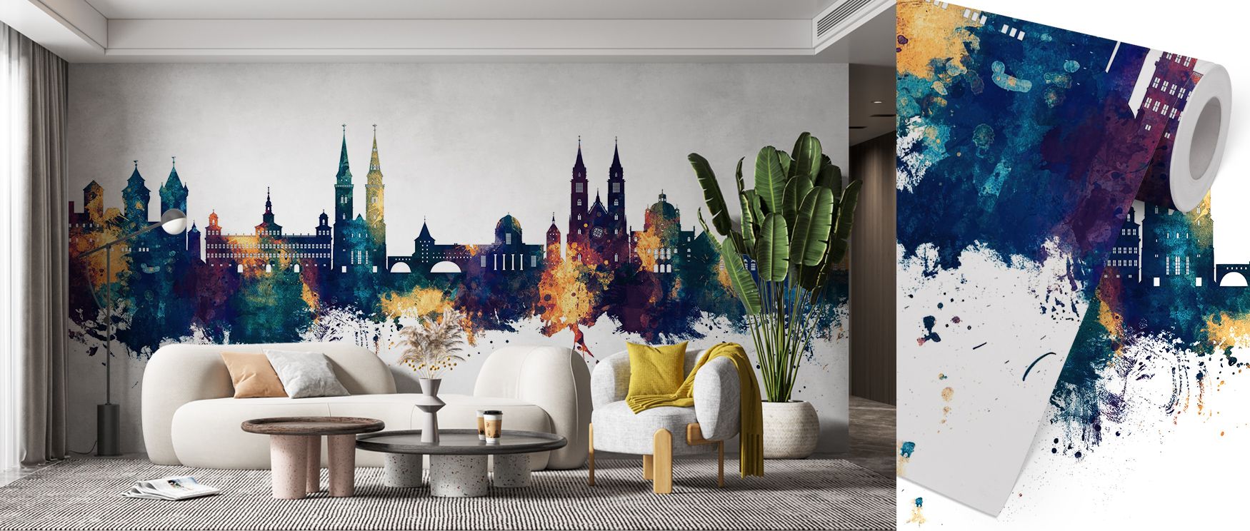 Radiant harmony flows through Nuremberg Germany Skyline Blue & Bronze Wallpaper, blending bold architectural forms with luminous tones. Bedrooms and living rooms are transformed with elegance, heritage, and artistry, creating refined interiors that celebr