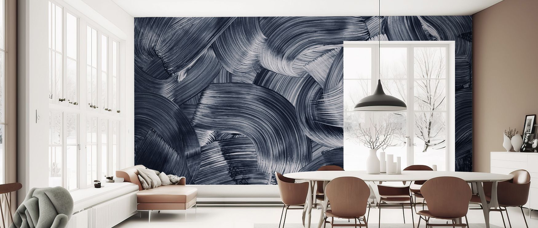 Elegance and creativity merge in Oceania Brush Strokes Wallpaper, with expressive lines defining interior character. Bedrooms and living rooms resonate with sophistication, inspiration, and modern artistry, surrounding spaces with balance, refinement, and
