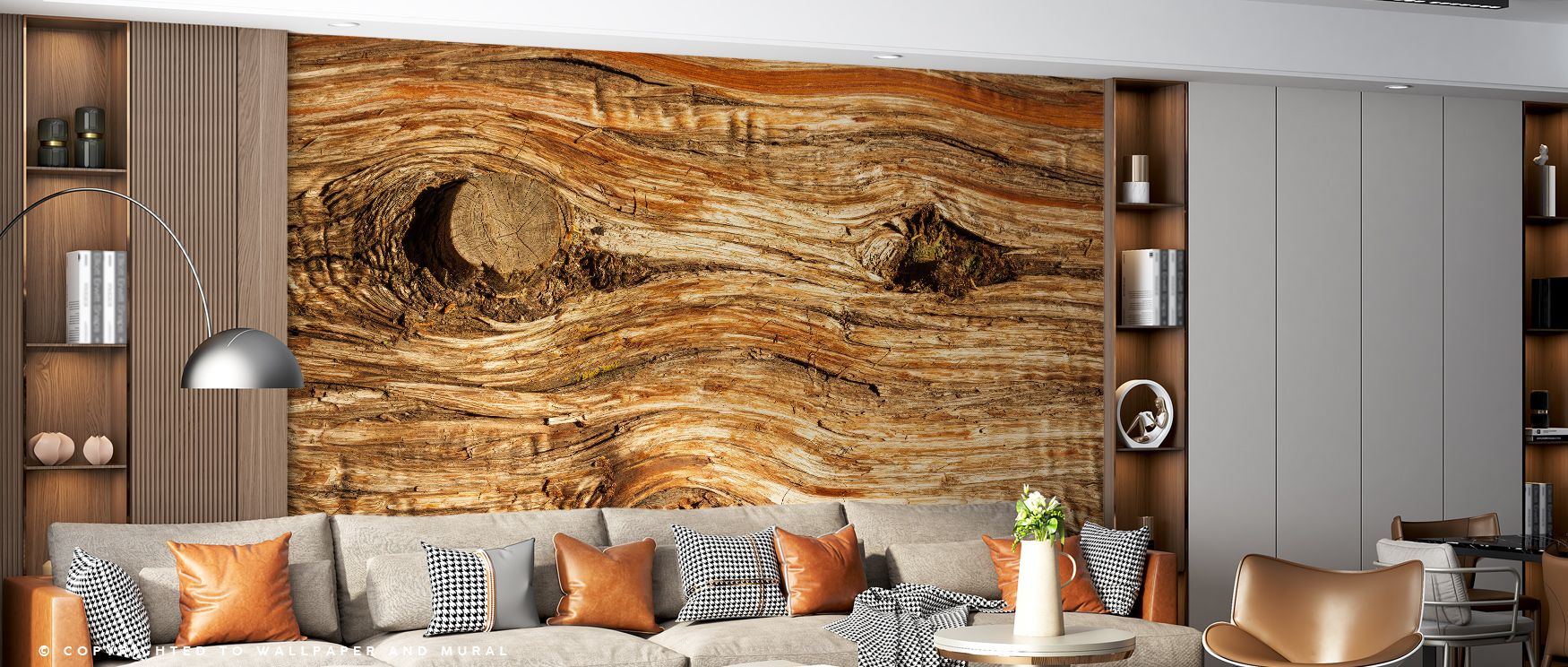 Authentic textures emerge in Old Knots Wallpaper, blending subtle tones with intricate motifs. Bedrooms and living rooms are transformed into inviting spaces enriched by rustic warmth, natural elegance, and artistic refinement that celebrates heritage and