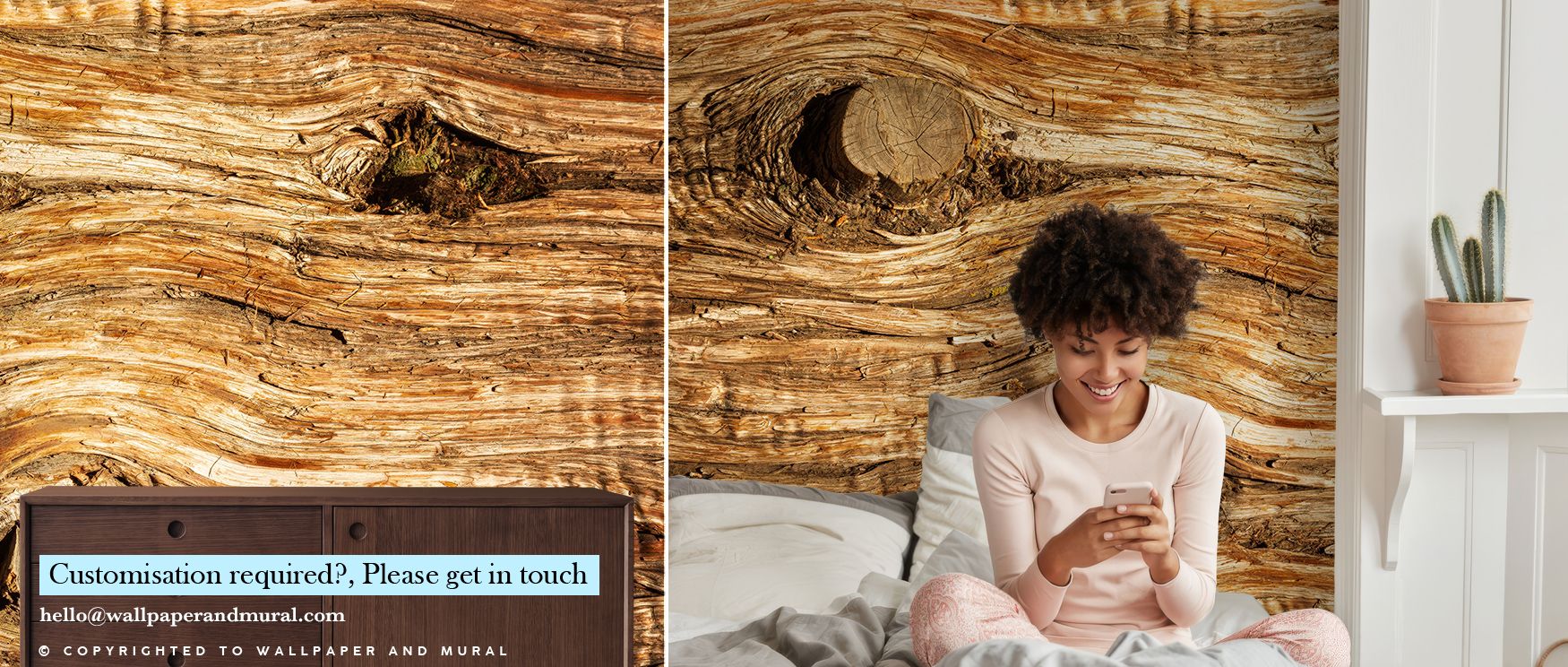 Knot details define Old Knots Wallpaper, surrounding interiors with rustic beauty and balance. Bedrooms and living rooms are filled with atmosphere, authenticity, and refinement, creating timeless spaces enriched with cultural pride and heritage character