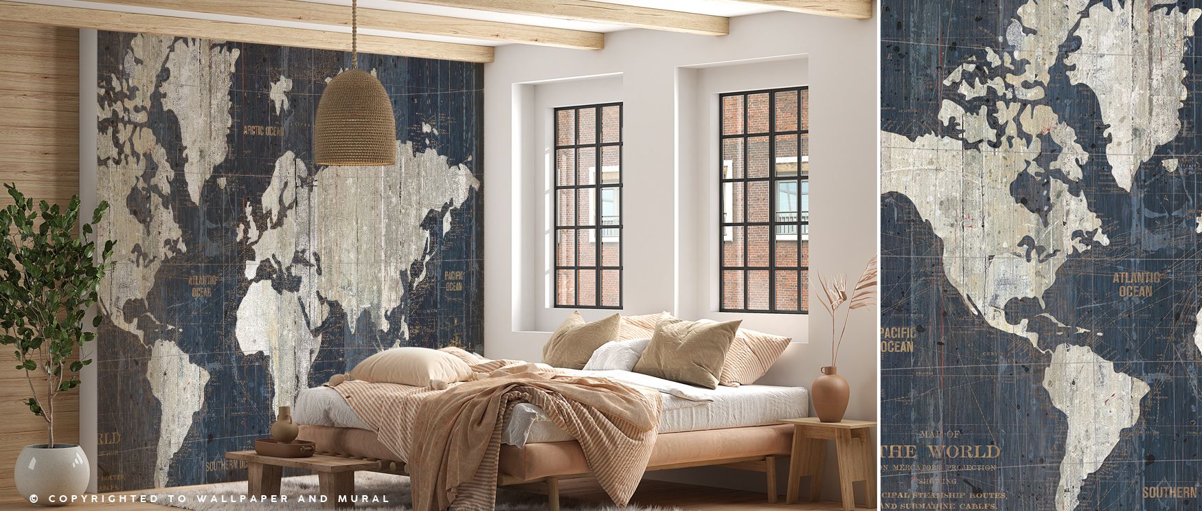 Exploration is celebrated through Old World Map Blue v2 Wallpaper, with cartographic artistry enriching interiors. Bedrooms and living rooms are filled with elegance, cultural charm, and timeless resonance, creating refined spaces that reflect sophisticat