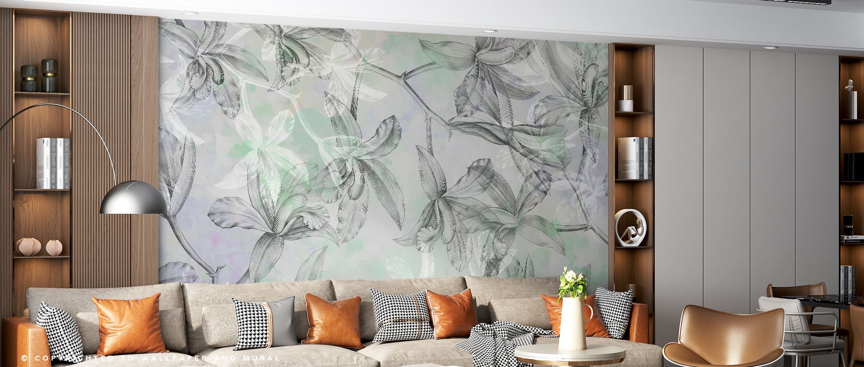 Serene resonance shines in the Orchids on Water Wall Mural, where water ripples convey harmony. Its tones create atmosphere filled with refinement. Bedrooms, living rooms, or offices glow with sophistication, filled with timeless artistry and floral elega