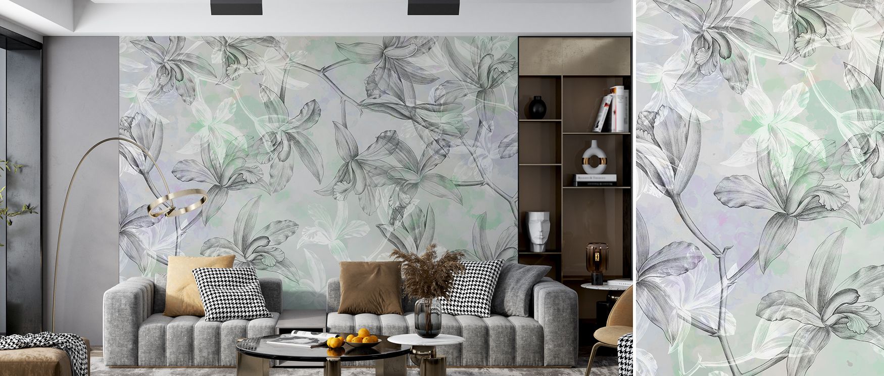 The Orchids on Water Wall Mural embodies harmony, where orchids on water convey charm. Its design enriches interiors with atmosphere of tranquility. Bedrooms, offices, or living rooms glow with resonance, filled with timeless artistry and cultural depth. 