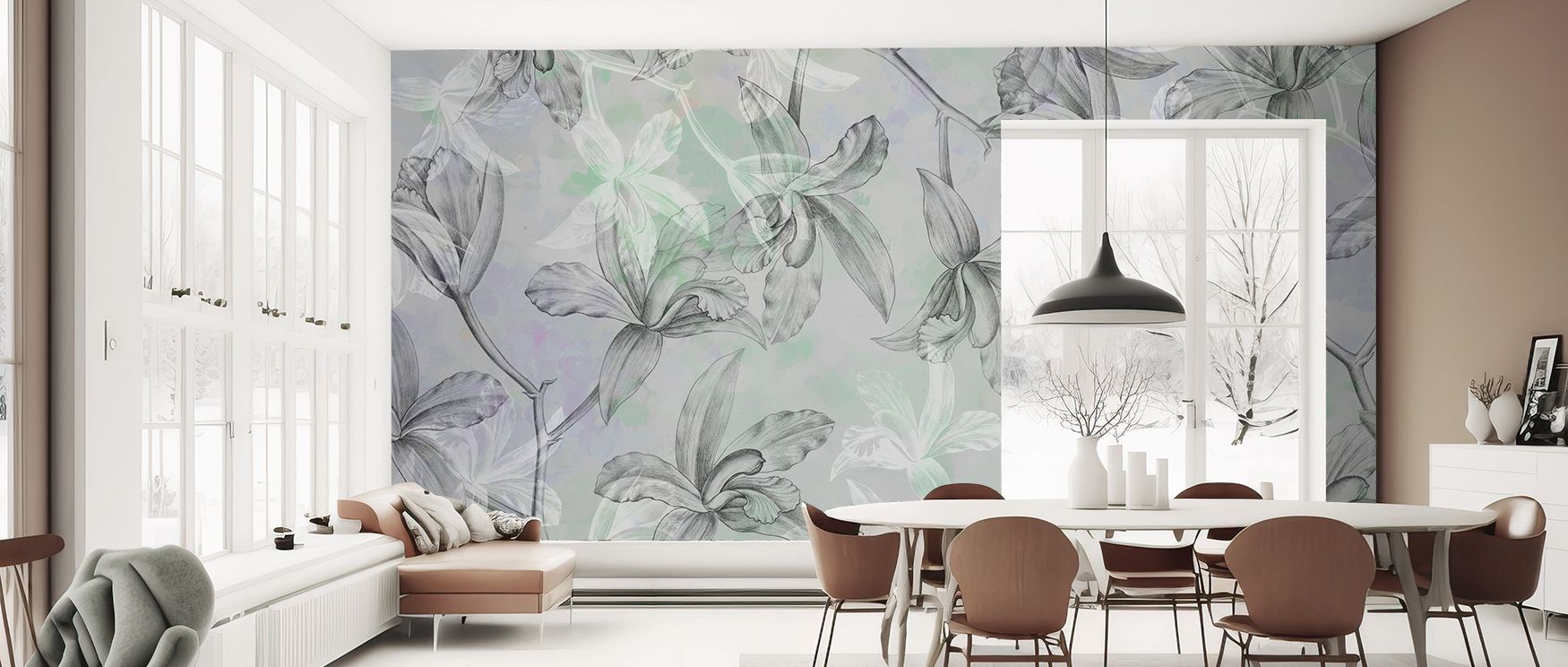 Subtle elegance flows in the Orchids on Water Wall Mural, where blossoms highlight peaceful rhythm. Its tones enrich interiors with atmosphere of refinement. Bedrooms, living spaces, or offices glow with resonance, filled with timeless artistry and floral