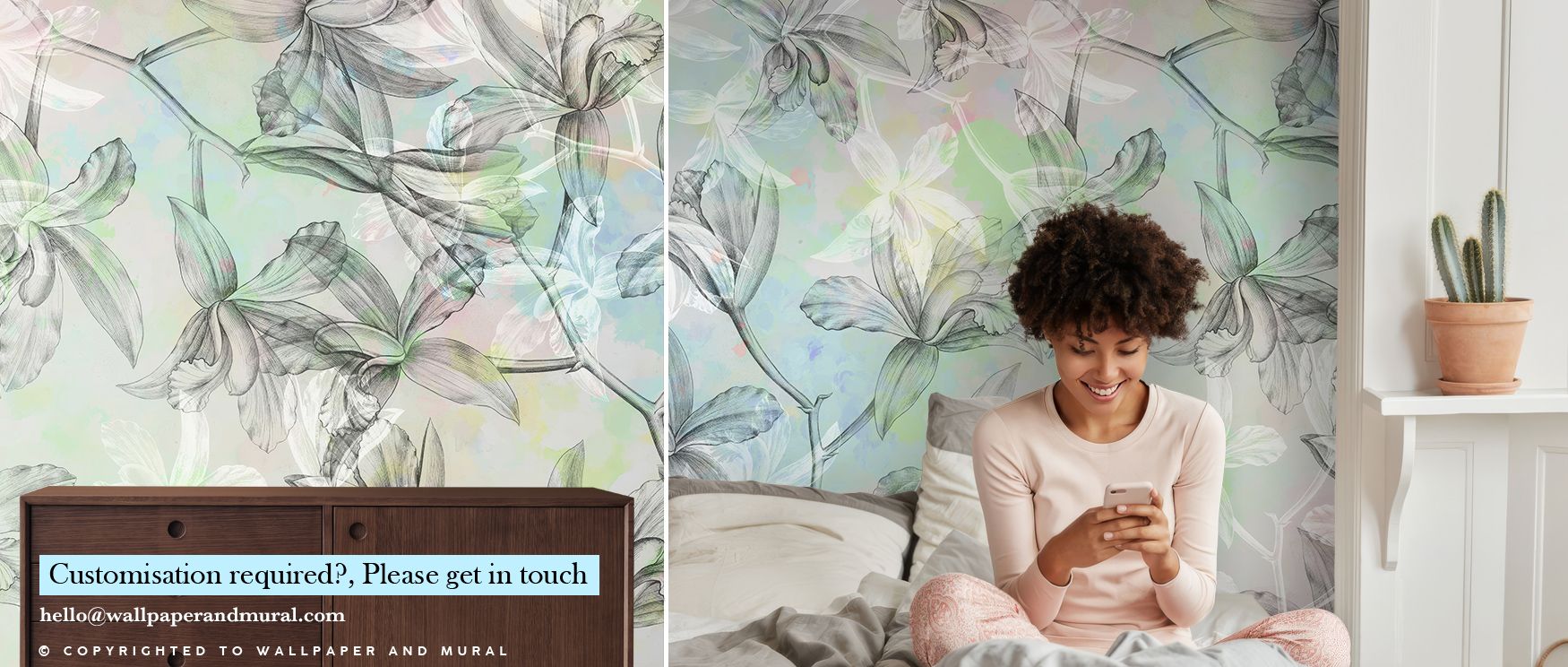 Artistic calm is revealed in Orchids on Water HHH Wallpaper, presenting blossoms through refined tones. Bedrooms and living rooms resonate with balance, refinement, and timeless charm, surrounding interiors with sophisticated grace, natural artistry, and 
