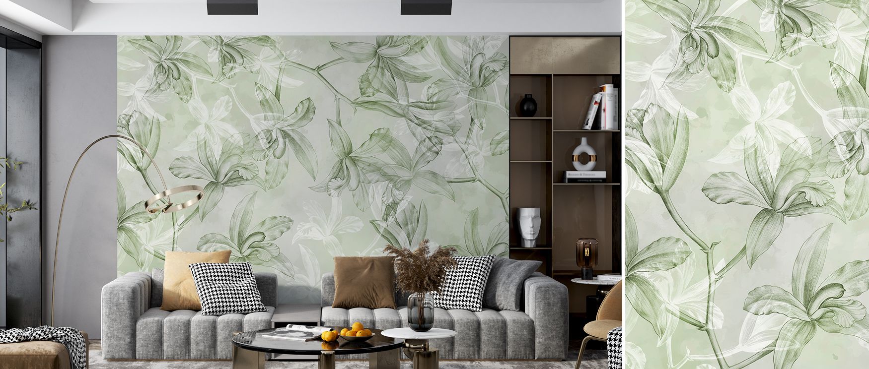 Elegant calm thrives in Orchids on Water RR Wallpaper, capturing blossoms in soft resonance. Bedrooms and living rooms become enriched with balance, refinement, and natural artistry, creating timeless atmospheres filled with serenity, sophistication, and 