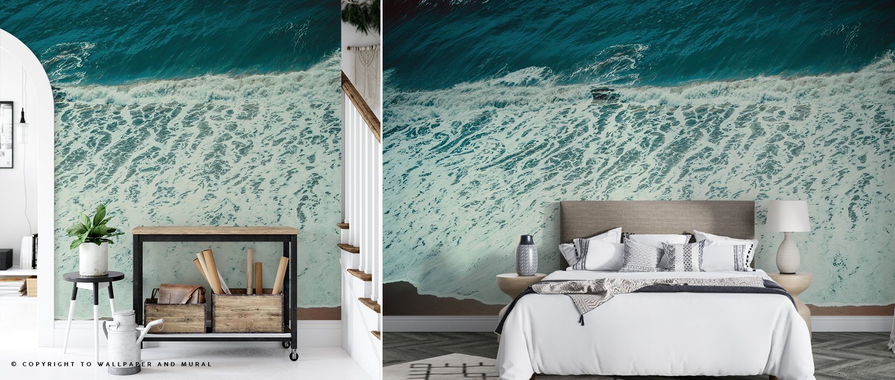 Elegant calm defines Pacific Afternoon II Wallpaper, reflecting seascape beauty in soft gradients. Bedrooms and living rooms gain refinement, balance, and sophistication, surrounding interiors with tranquility, resonance, and timeless artistry that enrich