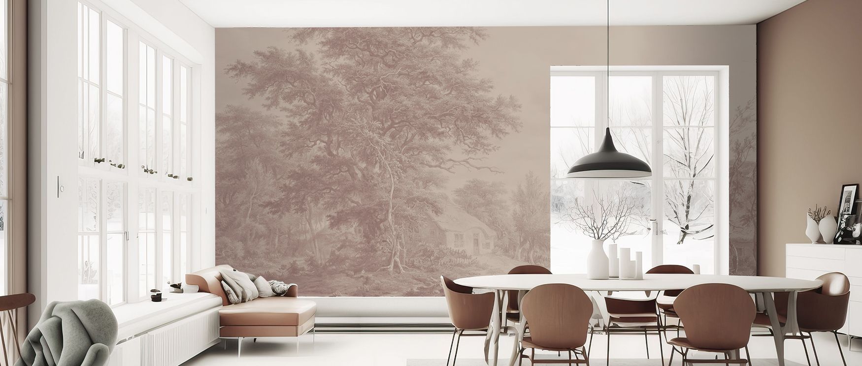 Timeless refinement emerges in Painted Master Sepia Wallpaper, presenting warm tones with delicate motifs. Bedrooms and living rooms are enriched with balance, resonance, and artistry, surrounding interiors with charm, sophistication, and nostalgic charac