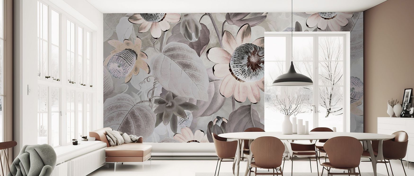 Luminous tones define Passifloras Emerging Bright Wallpaper, presenting blossoms with artistry. Bedrooms and living rooms benefit from refinement, resonance, and charm, surrounding interiors with sophistication, vitality, and timeless vibrancy that reflec
