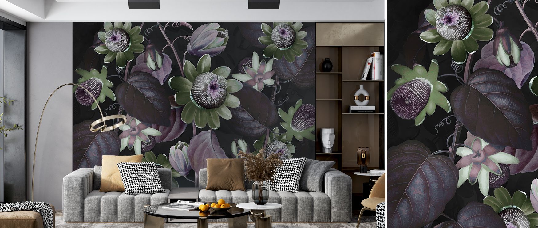 Vibrant harmony appears in Passifloras Emerging Green Wallpaper, blending blossoms with refined tones. Bedrooms and living rooms are enriched by sophistication, charm, and balance, surrounding interiors with resonance, elegance, and timeless artistry that