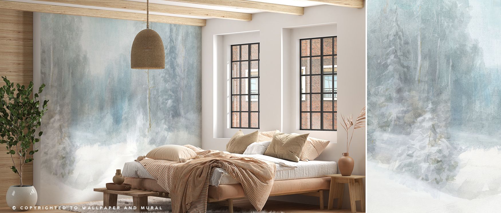 Winter elegance thrives in Peaceful Winter Wallpaper, presenting scenery through delicate tones. Bedrooms and living rooms resonate with refinement, balance, and sophistication, surrounding interiors with timeless resonance, charm, and seasonal beauty tha