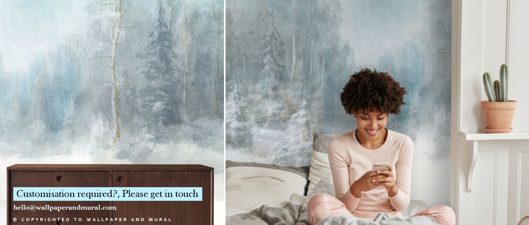 Distinctive tranquility enriches Peaceful Winter Wallpaper, reflecting winter imagery in refined tones. Bedrooms and living rooms resonate with charm, balance, and sophistication, surrounding interiors with timeless resonance, artistry, and seasonal grace