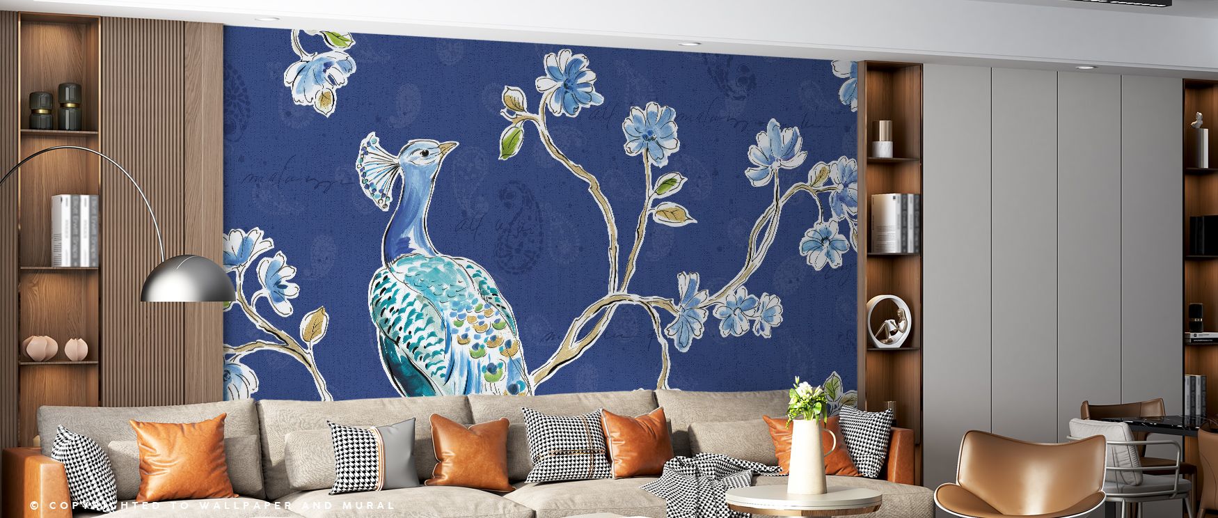 Blue brilliance emerges in Peacock Allegory I Blue Wallpaper, reflecting feathers with refined artistry. Bedrooms and living rooms resonate with sophistication, balance, and charm, surrounding interiors with resonance, elegance, and timeless resonance tha