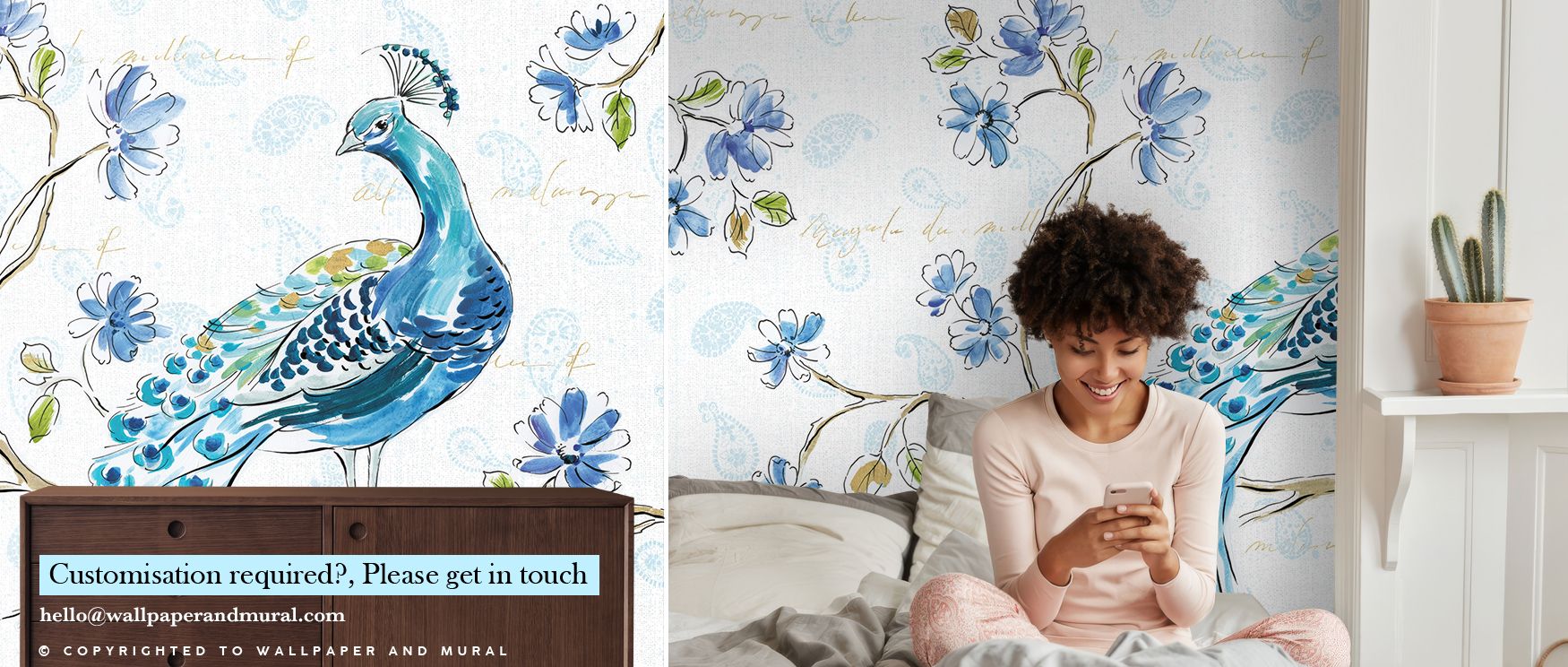 Symbolic presence enriches Peacock Allegory II White Wallpaper, presenting feathers in luminous tones. Bedrooms and living rooms are enriched with refinement, balance, and sophistication, surrounding interiors with resonance, artistry, and timeless resona