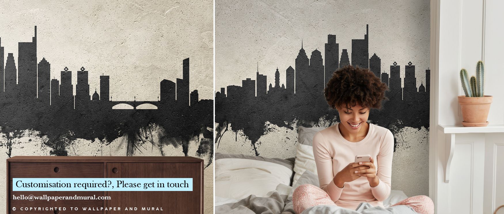 Distinctive refinement characterizes Philadelphia Skyline Concrete Wallpaper, reflecting landmarks in sleek detail. Bedrooms and living rooms resonate with sophistication, resonance, and balance, surrounding interiors with cultural pride, artistry, and ti